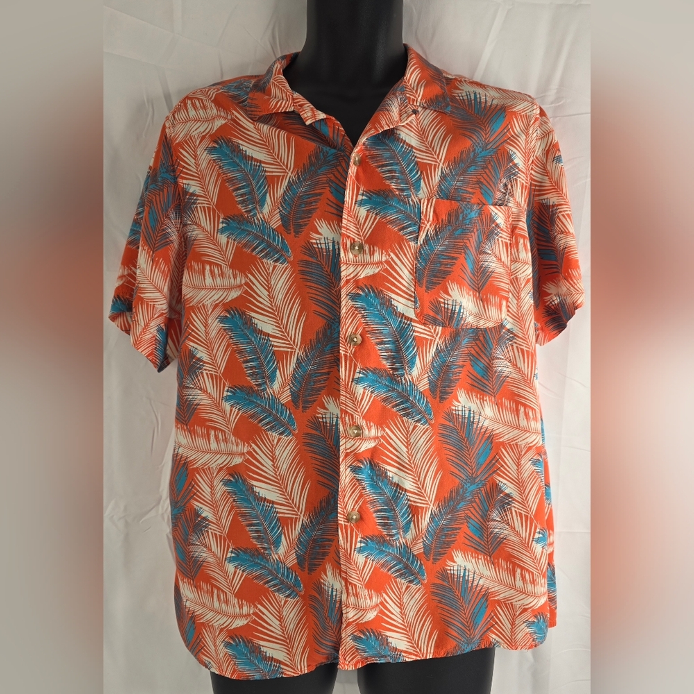 Goodfellow & Co Men's Orange Patterned Button Down Shirt Slim Large U-1480